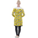No Step On Snek DO NOT bubble speech Pattern yellow background Meme Longline Hooded Cardigan View2