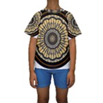 Mandala Pattern Round Ethnic Kids  Short Sleeve Swimwear