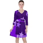 Purple Stars Pattern Shape Ruffle Dress