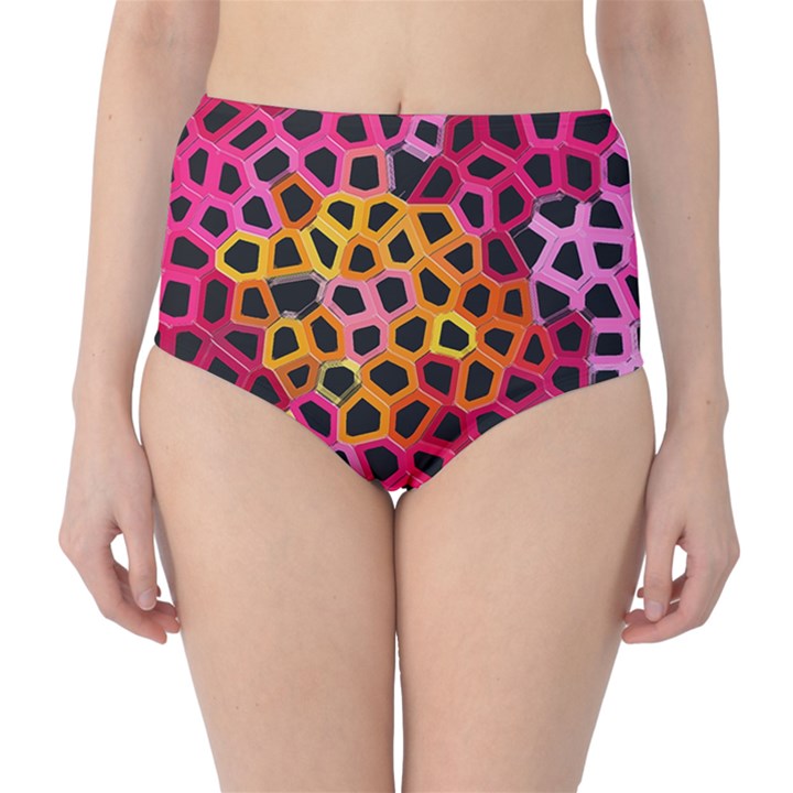 Mosaic Structure Pattern Background Classic High-Waist Bikini Bottoms