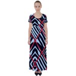 Model Abstract Texture Geometric High Waist Short Sleeve Maxi Dress