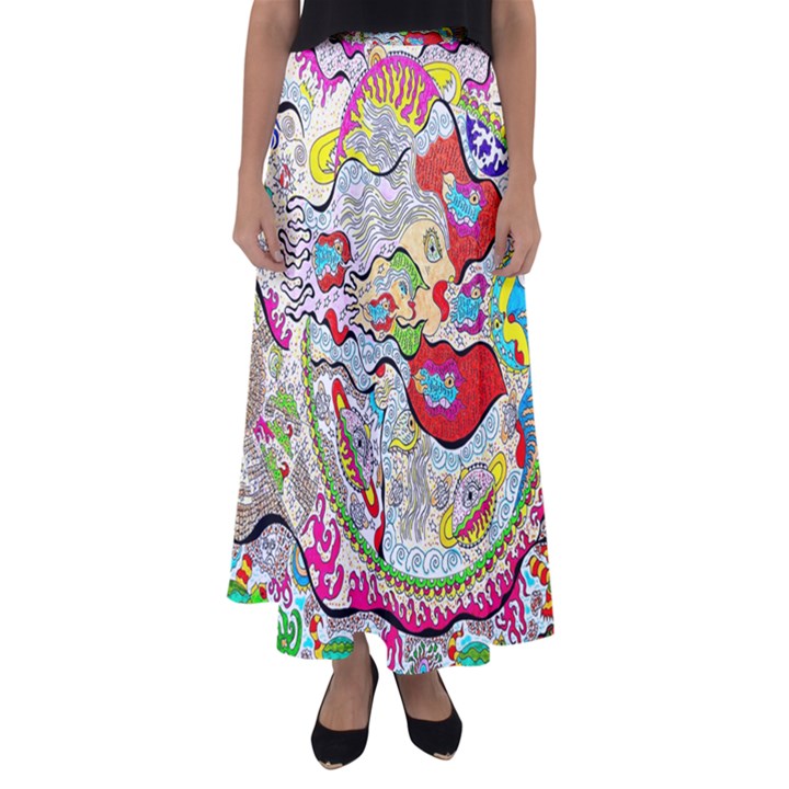 Supersonic Pyramid Protector Angels Flared Maxi Skirt