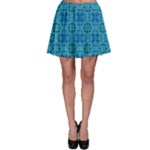 Background Image Tile Pattern Blue Skater Skirt
