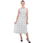 Leaves Plot Background Midi Tie-Back Chiffon Dress