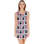 Waitress Uniform Dresses Nerdy Glasses Pattern Blue Bodycon Dress