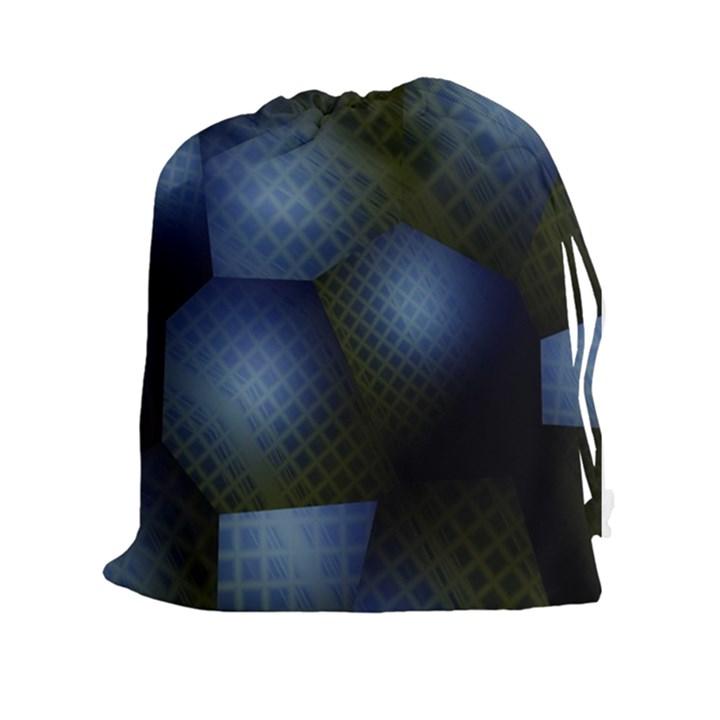 Fractal Rendering Background Green Drawstring Pouch (XXL)