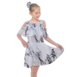 Marble Pattern Kids  Shoulder Cutout Chiffon Dress
