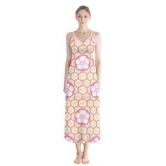 Floral Design Seamless Wallpaper Button Up Chiffon Maxi Dress