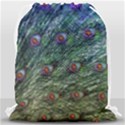 Peacock Feathers Colorful Feather Drawstring Bag (Large) View2