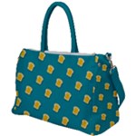 Toast With Cheese Funny Retro Pattern Turquoise Green Background Duffel Travel Bag