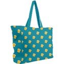 Toast With Cheese Funny Retro Pattern Turquoise Green Background Simple Shoulder Bag View2