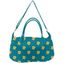 Toast With Cheese Funny Retro Pattern Turquoise Green Background Removal Strap Handbag View2