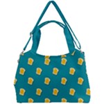 Toast With Cheese Funny Retro Pattern Turquoise Green Background Double Compartment Shoulder Bag
