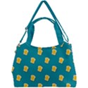 Toast With Cheese Funny Retro Pattern Turquoise Green Background Double Compartment Shoulder Bag View1