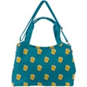 Toast With Cheese Funny Retro Pattern Turquoise Green Background Double Compartment Shoulder Bag View2