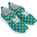 Toast With Cheese Funny Retro Pattern Turquoise Green Background Men s Velcro Strap Shoes View3