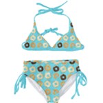 Donuts Pattern With Bites bright pastel blue and brown Kids  Classic Bikini Set