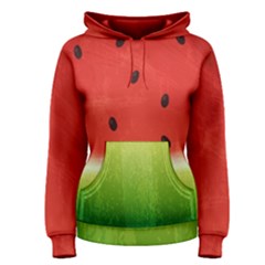 Juicy Paint Texture Watermelon Red And Green Watercolor Women s Pullover Hoodie