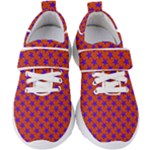 Purple Stars Pattern On Orange Kids  Velcro Strap Shoes