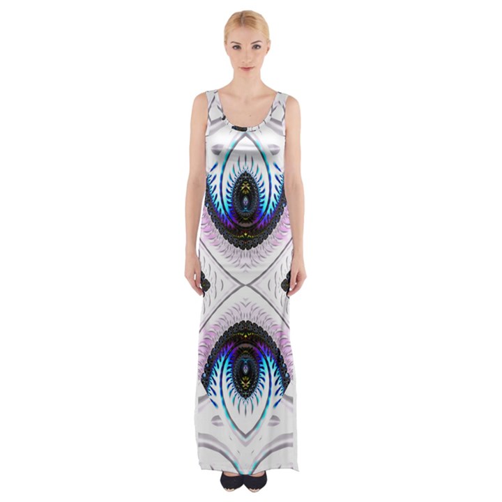 Patterns Fractal Background Digital Maxi Thigh Split Dress