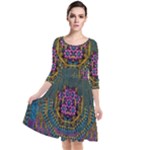 The  Only Way To Freedom And Dignity Ornate Quarter Sleeve Waist Band Dress