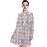 Seamless Pattern Pastels Background Long Sleeve Chiffon Shirt Dress
