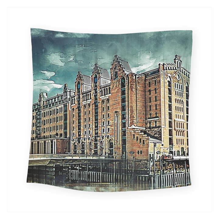 Architecture City Building Travel Square Tapestry (Small)