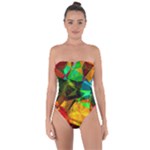 Color Abstract Polygon Tie Back One Piece Swimsuit