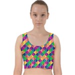 Geometric Triangle Velvet Racer Back Crop Top