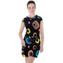 Abstract Background Retro Drawstring Hooded Dress View1