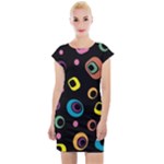 Abstract Background Retro Cap Sleeve Bodycon Dress