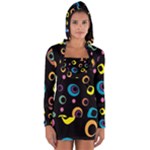 Abstract Background Retro Long Sleeve Hooded T-shirt