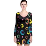 Abstract Background Retro Long Sleeve Velvet Bodycon Dress