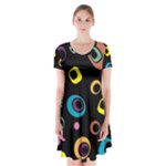 Abstract Background Retro Short Sleeve V-neck Flare Dress