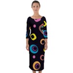 Abstract Background Retro Quarter Sleeve Midi Bodycon Dress