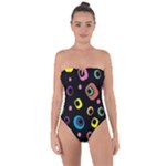 Abstract Background Retro Tie Back One Piece Swimsuit