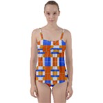 Checkered 5 Twist Front Tankini Set