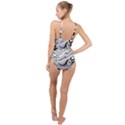 Lines Abstract Distorted Texture High Neck One Piece Swimsuit View2