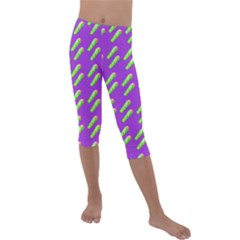 Ice Freeze Purple Pattern Kids  Lightweight Velour Capri Leggings 