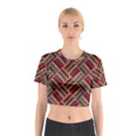 Red knitting pattern Cotton Crop Top