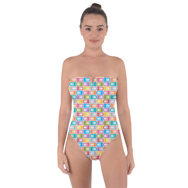Seamless Pattern Background Abstract Tie Back One Piece Swimsuit