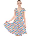 Seamless Pattern Background Abstract Cap Sleeve Front Wrap Midi Dress View1
