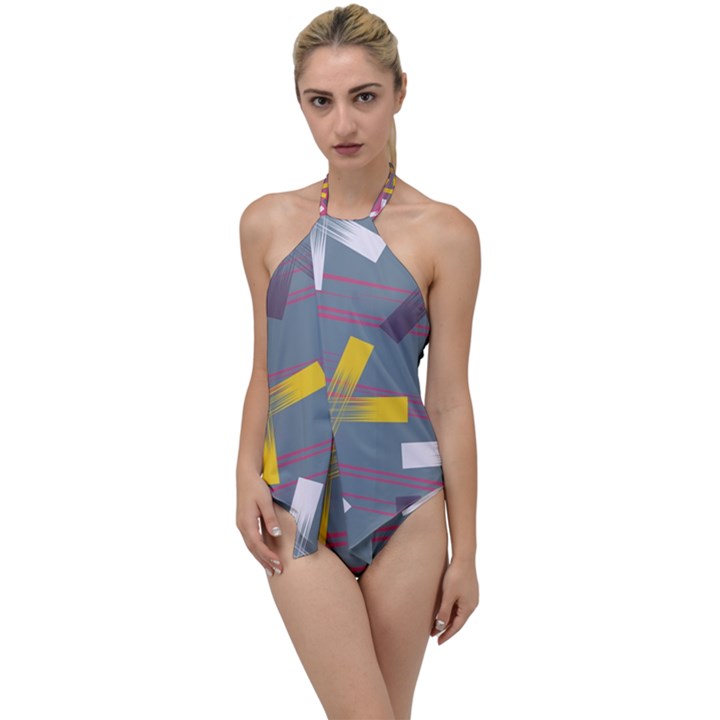 Background Abstract Non Seamless Go with the Flow One Piece Swimsuit