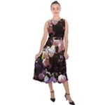 Purple Snowballs Midi Tie-Back Chiffon Dress