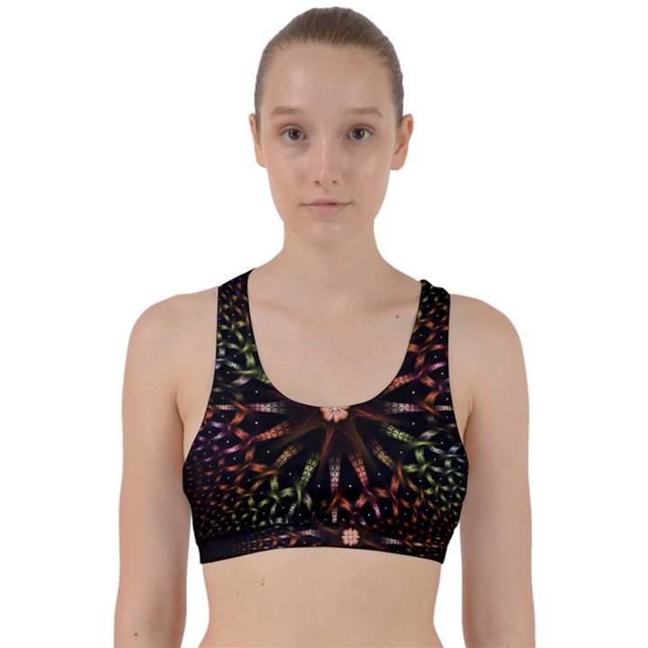 Fractal Colorful Pattern Texture Back Weave Sports Bra