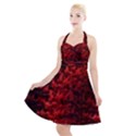 Red Abstract Fractal Background Halter Party Swing Dress  View1