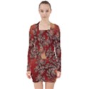 Fractal Rendering Pattern Abstract V-neck Bodycon Long Sleeve Dress View1