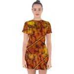 Autumn Leaves Forest Fall Color Drop Hem Mini Chiffon Dress