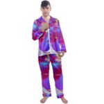 Colorful Abstract Design Pattern Men s Satin Pajamas Long Pants Set
