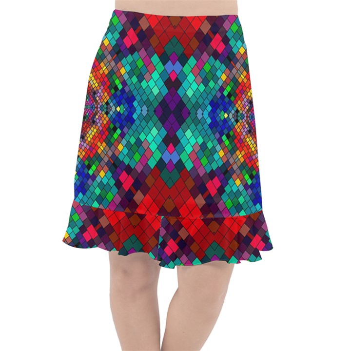 Abstract Art Background Design Fishtail Chiffon Skirt